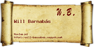 Will Barnabás névjegykártya